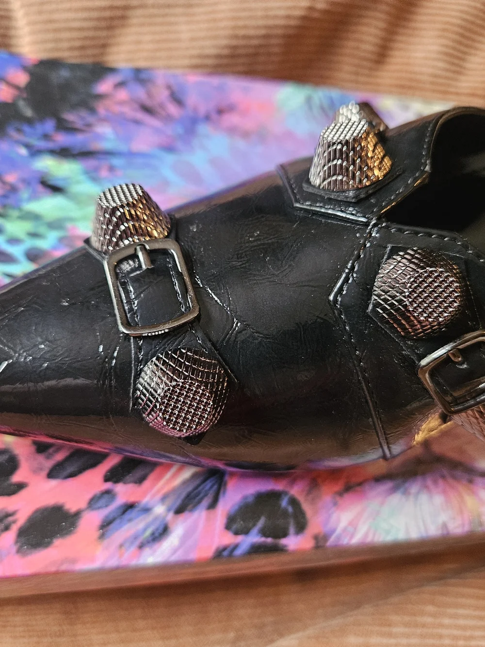 Cape Robbin Black Patent Pointed Mule Heels